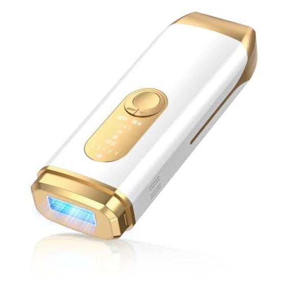 Hair Removal Device VIO Use 2026 Sapphire Cooling Pain-Free IPL Light Technology Men Women 5 Levels Emission Manual Automatic Switch (White)
