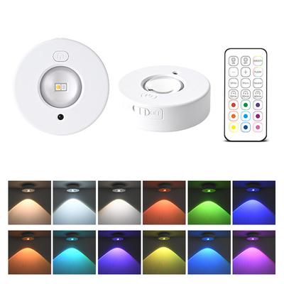 Led DC5V Puck Light USB Rechargeable RGB 3Colors Dimming Indoor Decoration Remote Controller Cabinet Lamp for Closet,Showcase