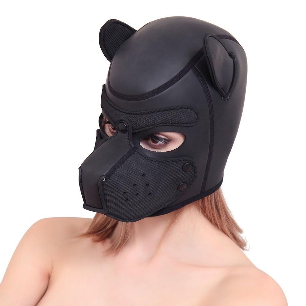 Sexy Dog BDSM Bondage Puppy Play Hoods Slave Rubber Pup Mask Fetish Adult Games Couples SM Flirting Games Toys For Erotic