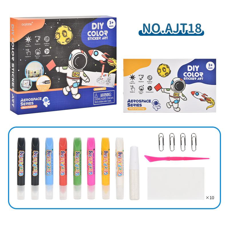 

Детский бесплатный атлас для выпечки, пигмент для рисования, клей для рисования, альбом «Сделай сам», морской астронавт, инженерное транспортное средство, шаблон костюма единорога чёрный