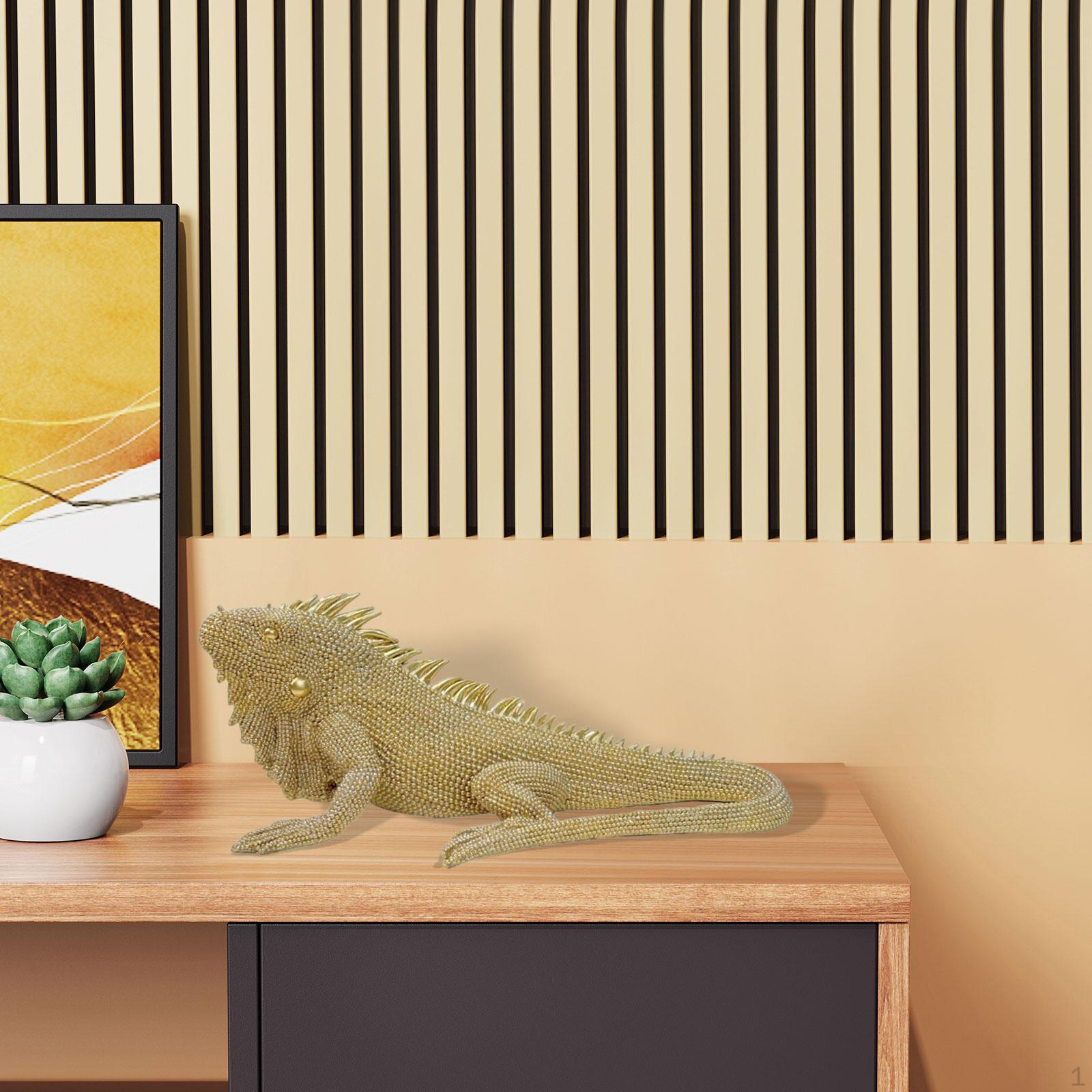 

Статуэтка ящерицы, статуэтка из смолы, подарочное произведение искусства, декоративное украшение, скульптура животного для прихожей, офиса золотой