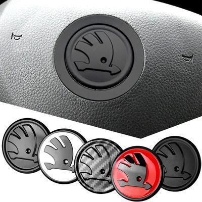 47mm Car Interior Steering Wheel Sticker Decorative Accessories For Skoda Superb Octavia Rapid Kodiaq Kamiq Karoq Fabia VRS Yeti