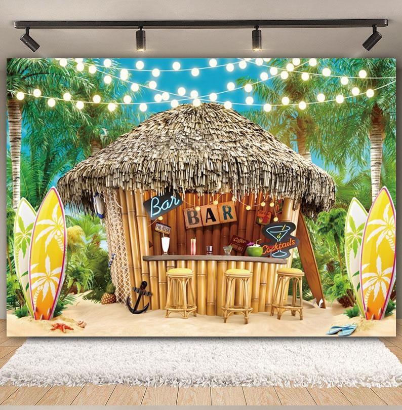 Summer Tropical Tapestry Bamboo House Bar Surfboard Matrix Flamingo Party Living Room B&B Room Decoration 100X70CM