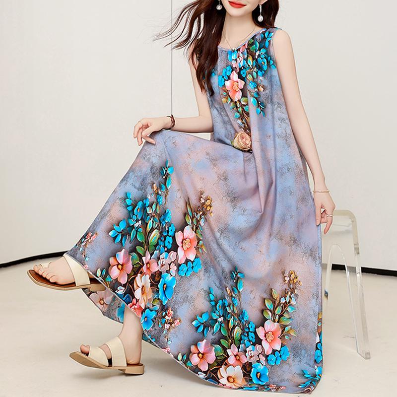 Elegant Summer Women's Summer Dress Casual Sleeveless Long Dresses Plus Size Woman Clothing