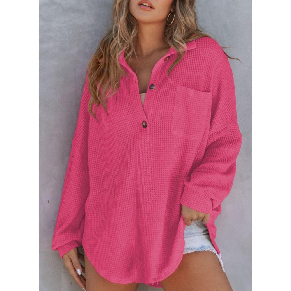 

Женские рубашки с длинным рукавом Осенне-зимние рубашки Вязаные топы Повседневные блузки XXL красный