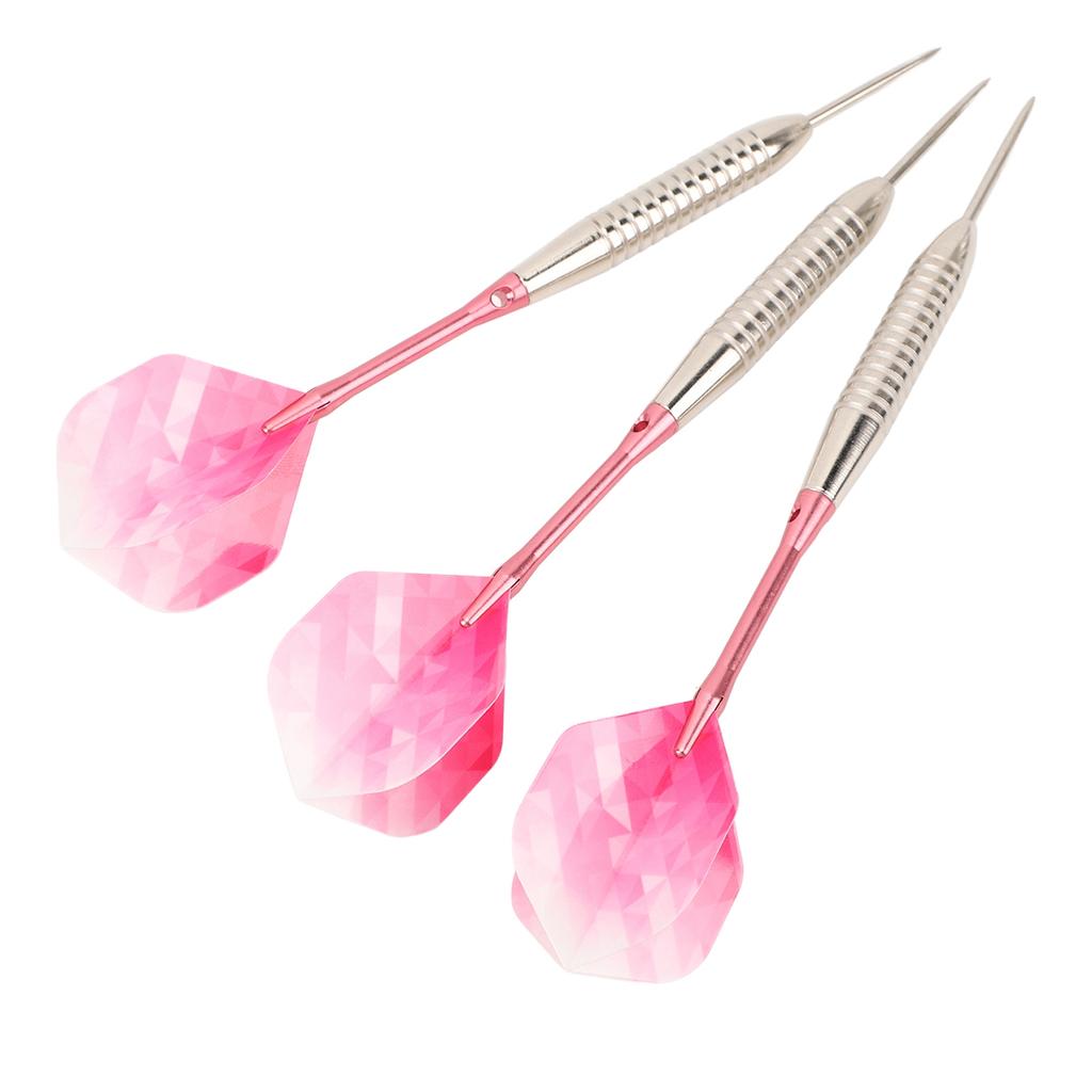 Steel Tip Darts Set Professionelle Darts Deep Groove Barrel Aluminium Schaft und PET Flights mit Aufbewahrungskoffer Pink