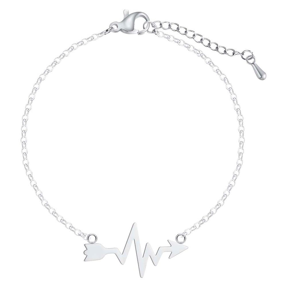 Kinitial Stainless Steel Stethoscope Heartbeat Bracelets for Women Love Heart Charms Cardiogram Medical Nurse Doctor Wrist Gifts