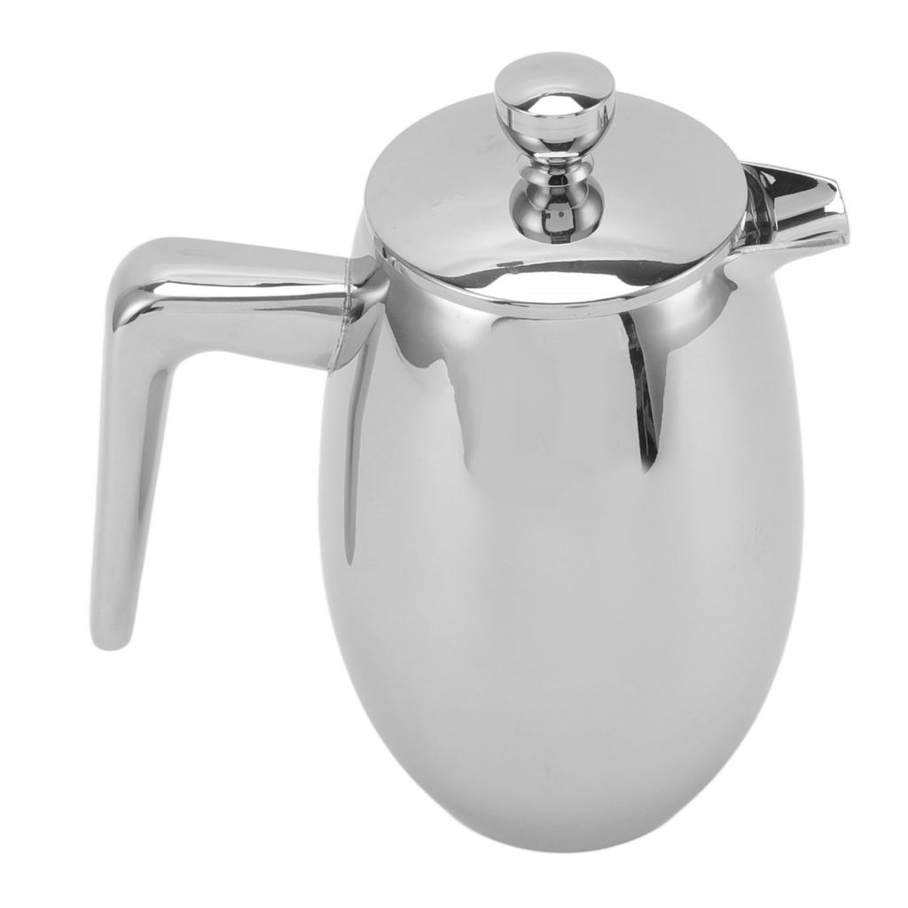 French Press 304 Paslanmaz Çelik Çift Katmanlı U Şekilli Ağızlı Ev İçin El Demleme Çaydanlığı