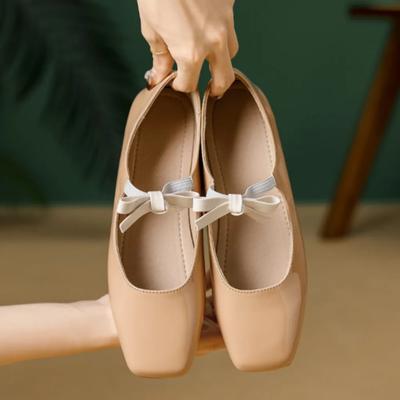 Płaskie buty Damskie Modne Płaskie Pojedyncze Buty Damskie Nowe Wiosenno-Jesienne Kokarda Francuskie Retro Balet Czerwone Buty Mary Jane