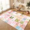 Floral Garden Theme Crystal Velvet Floor Rug Personalized Custom Name Text Warm Carpet Home Decoration