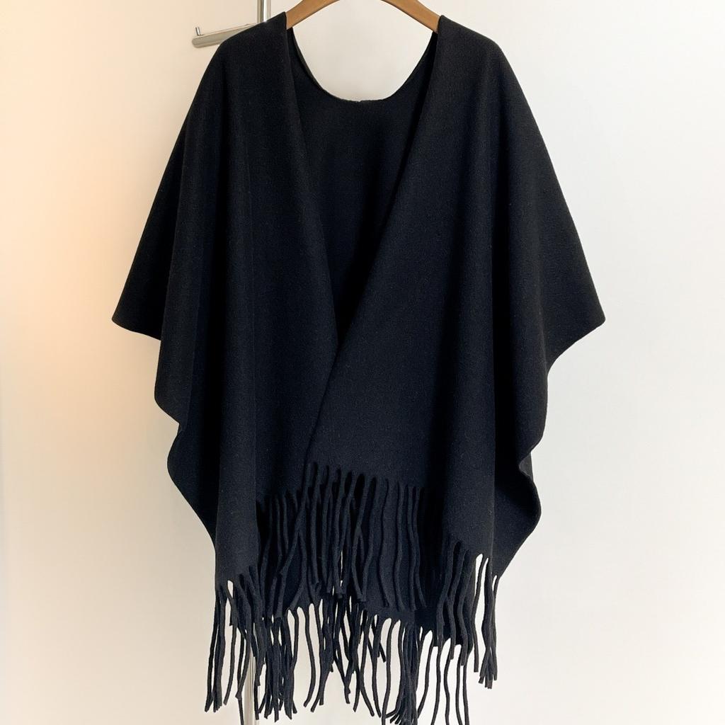 Premium Solid Color Outer With Thickened Imitation Cashmere Large Shawl Women'S Cape Cape Winter Warm Scarf