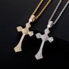 Copper Inlaid Zirconium Full Diamond Ladder Retro Size Cross Pendant Hip Hop Trend Men's Necklace Accessories
