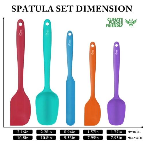 Hotec Silikonspatel, Hitzebeständiges Silikon-Backwerkzeug, Joghurtlöffel, Kuchen, Creme, Kochutensil, Backutensil (Set mit 5, 5 Farben)
