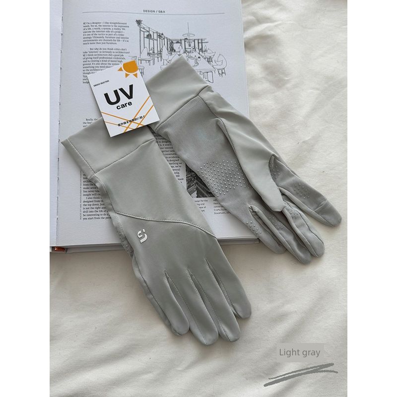 

Japan New Sun Protection Gloves Women Summer Driving Special UV Protection Outdoor Cycling Travel Exposed Finger Touch Screen Light gray