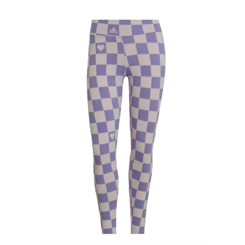 

adidas Women s Training Leggings Purple/Off-White Checkerboard HU0027 M