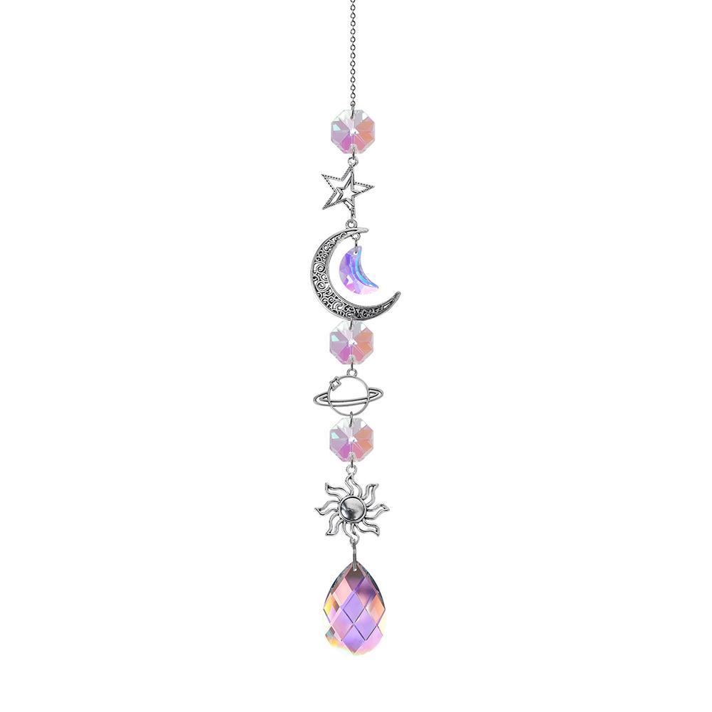 Crystal Wind Chime Moon Sun Catcher Diamond Prisms Pendant Dream Catcher Rainbow Chaser Hanging Drop Home Garden Decor Windchime