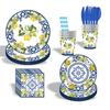Cross-Border Blue & White Porcelain-Themed Disposable Party Set: Plates, Cups, Napkins for Birthday Decorations.