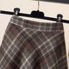 Maillard Retro Plaid Wool A-Line Skirt - Women's Mid-Length for Autumn/Winter