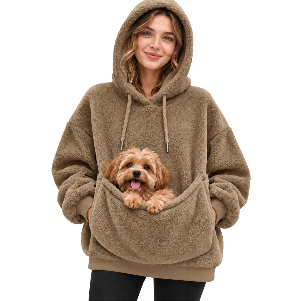 Unisex Huvtröja med Hundpåse, Atletisk Långärmad Pullover Sweatshirt