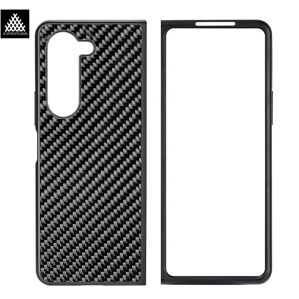 For Samsung Galaxy Z Fold 7 6 5 Real Glossy Forged / 3K Woven Carbon Fiber Foldable Antidrop Shockproof Full Coverage Phone Case For Samsung Galaxy Z Fold6&Real Carbon Fiber