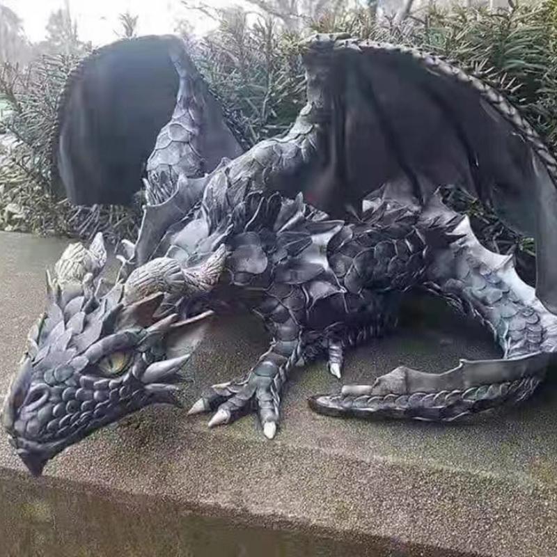 Squatting Dragon Sculpture Guardian Statue Garden Dragon Sculpture Halloween Outdoor Gothic Decoration, Home Design Ornament