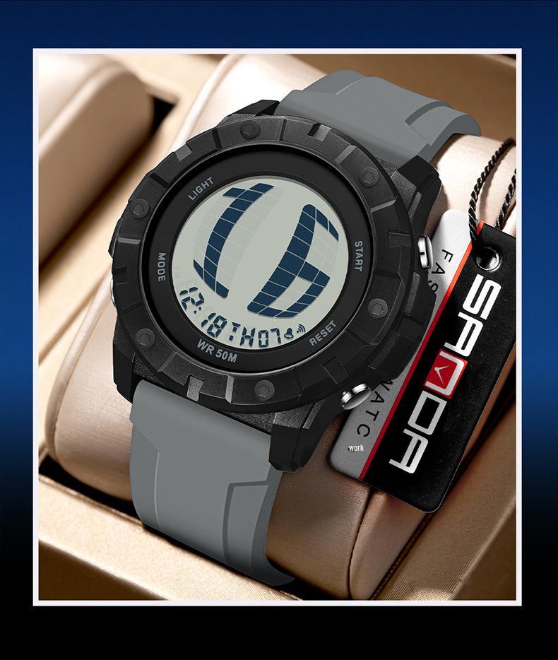 Sanda Multifunctional Waterproof Luminous Electronic Watch for Students – Unisex with Raise Hand Light Feature.