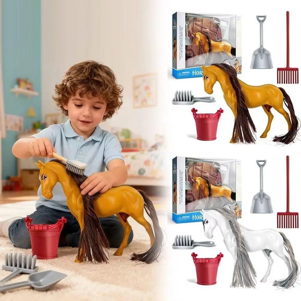 Farm Animal Horse Animal Model Can Comb Hair Horse Action Figure Ranch Horse Model Toys Kids Toy