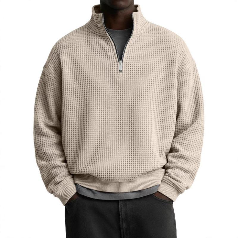 Men S Solid Color Stand Collar Long Sleeve Casual Sweatshirt
