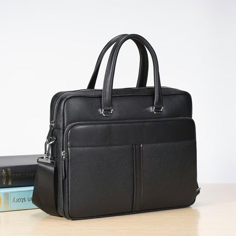 Li Shen Men's Large Capacity Business Leather Briefcase