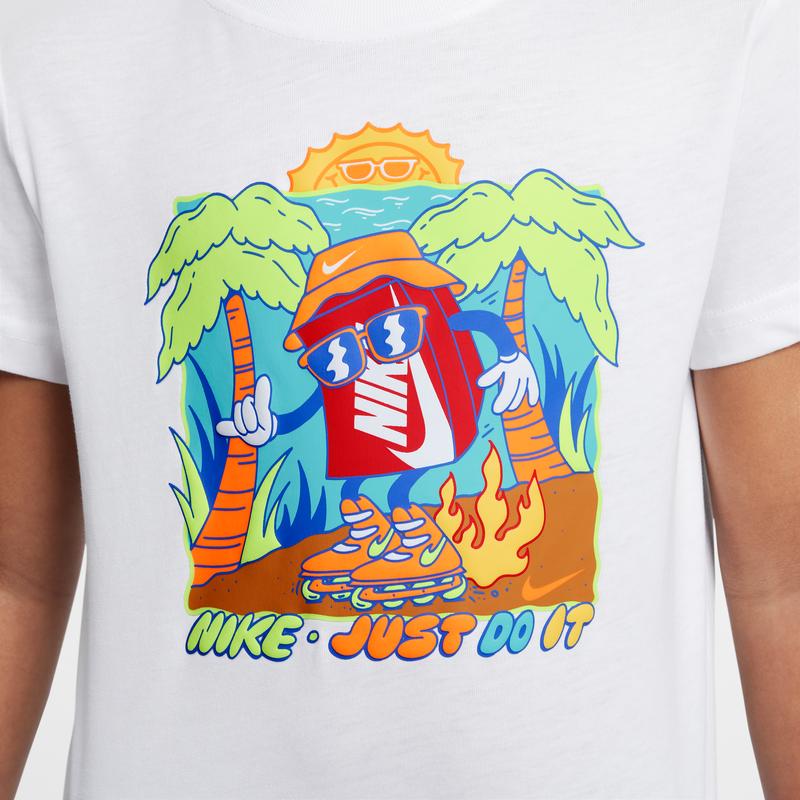 Nike Boxy Sports Casual Soft Comfortable Versatile Short Sleeve T-Shirt Kids Tops White II3031-100