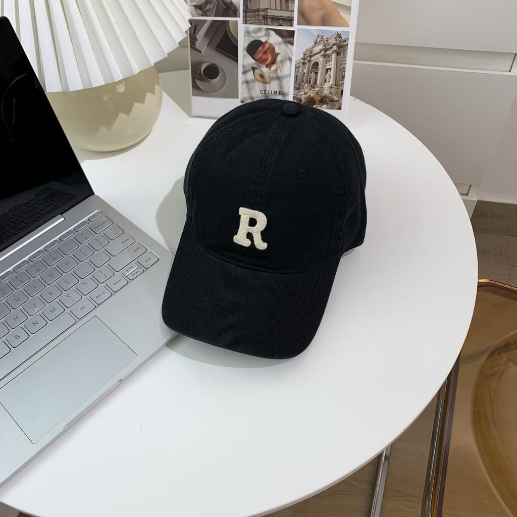 New Embroidery Letter R Baseball Cap Summer Solid Women Ponytail Hats Men Baseball Cap Cotton Outdoor Simple Visor Casual Cap
