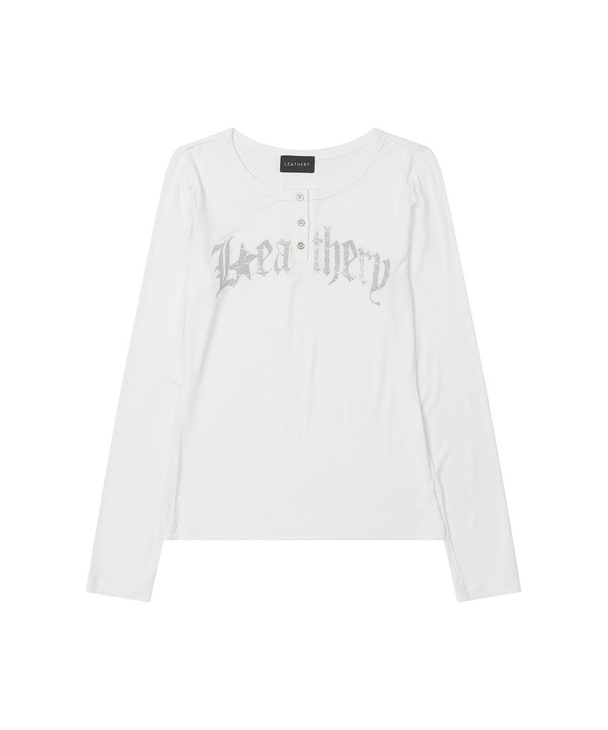 LEATHERY Faded Henley Neck Long Sleeve [Ivory]
