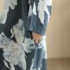 DIMANAF 2025 Women Plus Size Spring Long Dress Loose V-Neck Printing Vintage Casual Floral Oversize Long Sleeve 5060