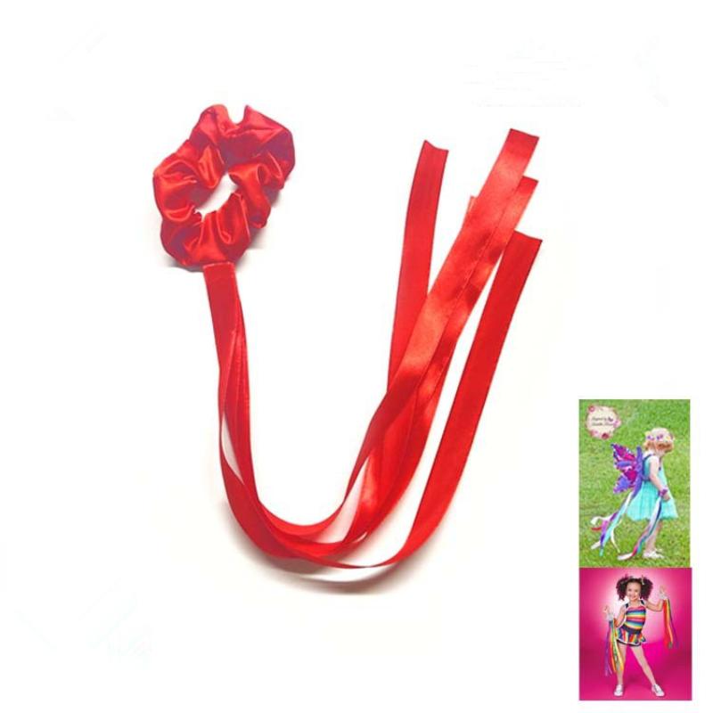 Dance Accessories Polyester Gymnastics Long Ribbon Elastic Rainbow Ribbon Headband Multicolor Wrist Straps Cheerleading