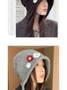 Japanese Style Ear Protection Tie Hat - Women's Windproof, Warm Slouchy Beanie with Floral Wrap for Autumn and Winter