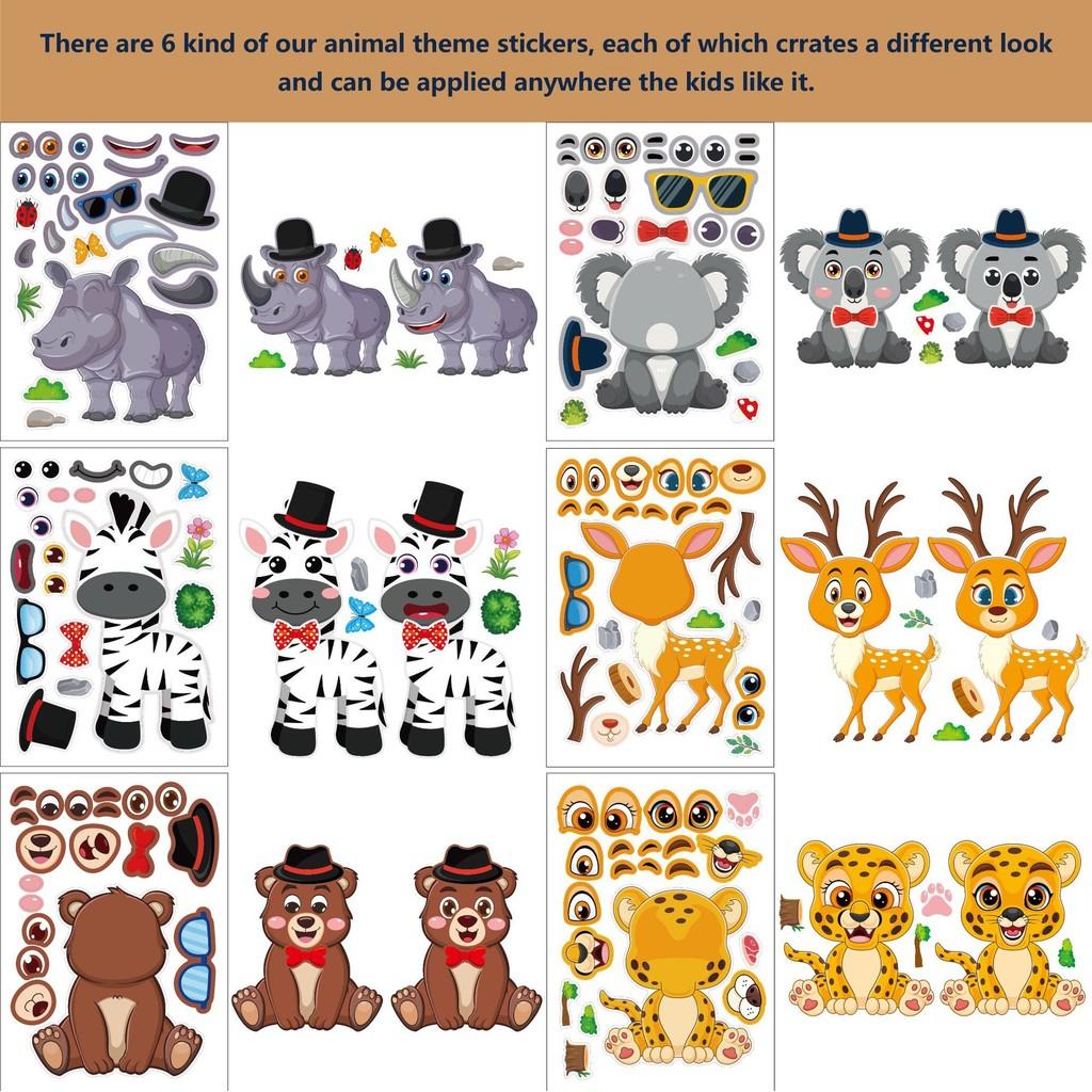 Adorable Cartoon Animal Themed Puzzle Stickers For Kids Family Interactive Fun