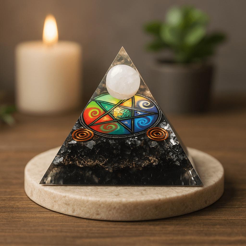 Orgonite Pyramid 70mm Midnight Pentagon