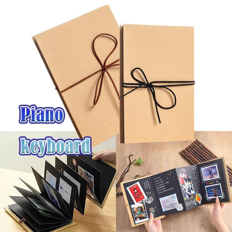Álbum de Fotos Plegable Estilo Acordeón de 18 Páginas Papel Kraft DIY Scrapbook para Pareja Boda Crecimiento de Bebé Registro de Recuerdos