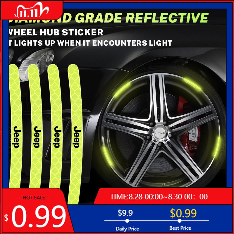 Cup Holders 20PCS Car Wheel Hub Reflective Sticker Safety Warning Decals For Jeep Wrangler JL JK Renegade Grand Compass Gladiato