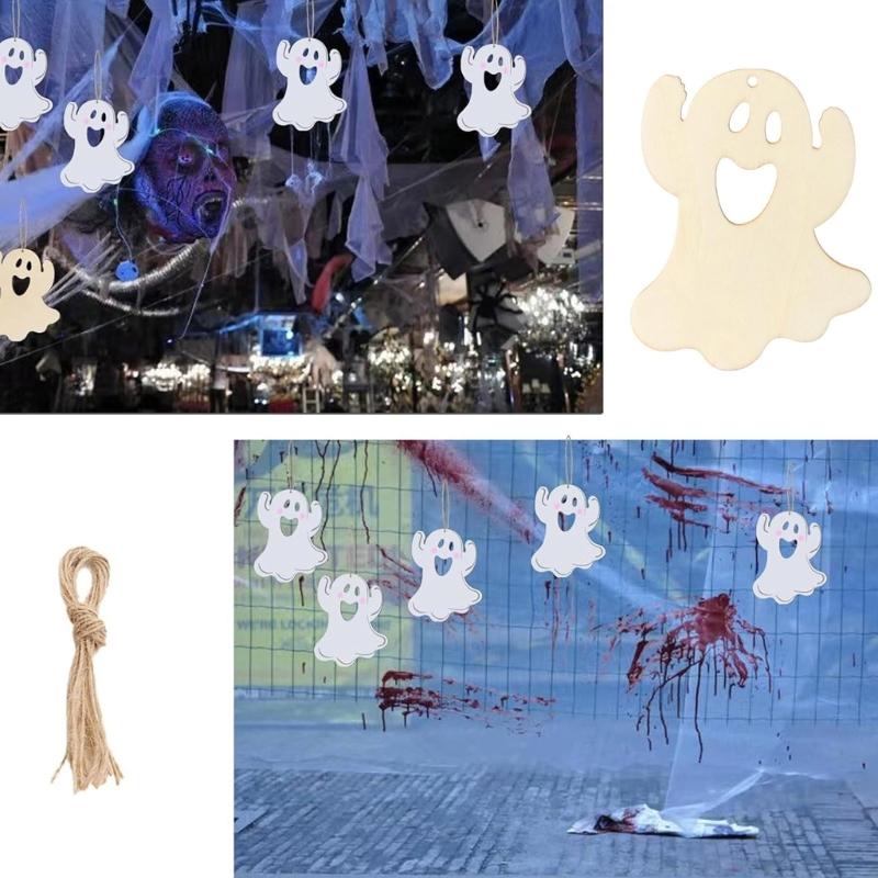20PCS Handmade Wood Hanging Halloweens Decorations Easy Assembly Holiday Craft Project for Kids Adults