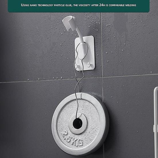 360 Degrees Rotatable Double Hook Punch-free Wall-Mount Shower Spray Head Holder