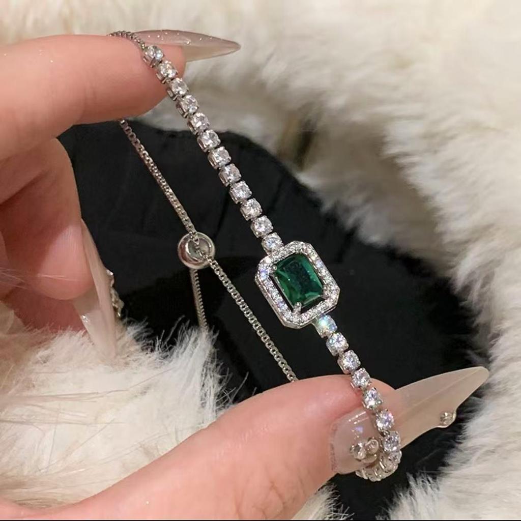 Pulsera coreana ajustable de flor de rombo de circón - Joyería elegante y versátil para mujer