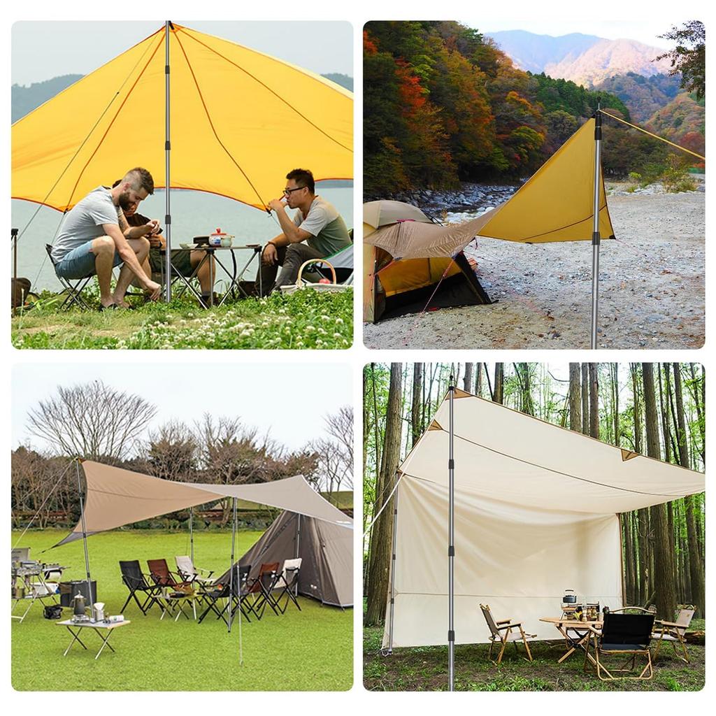 KOMCLUB Tarp Telescoping Aluminum Tent Canopy Aviation Aluminum Height Total Length Diameter Stepless Sliding No Assembly Main Set of Swing Just For