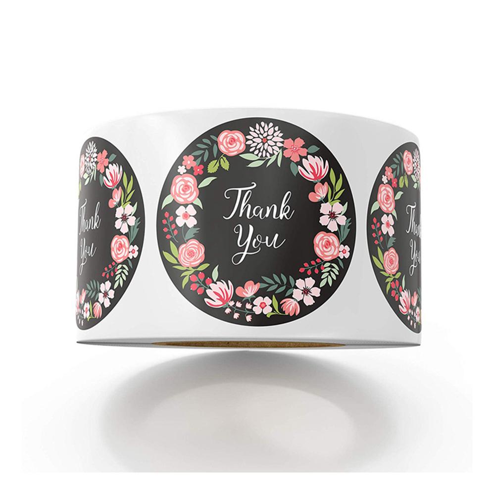 500pcs Thank You Stickers Green Flowers Thank You Labels for Birthday, Weddings, Giveaways, and Small Business Shipping Stickers