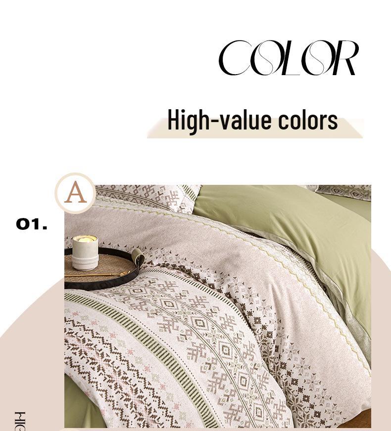 New Cotton Ceramic-Brushed Digital Print 4-Piece Eco Bedding Set for Autumn & Winter