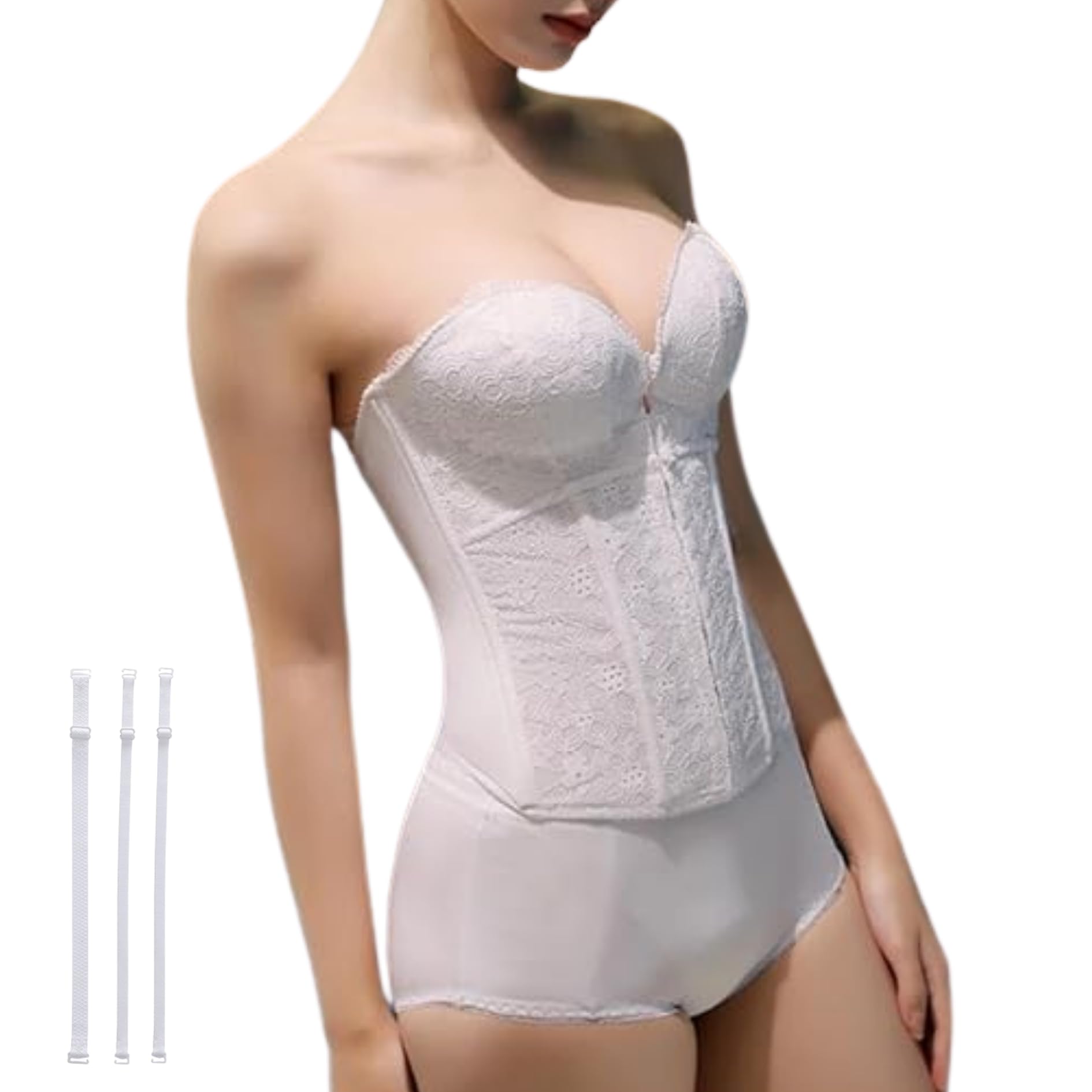 

Бюстье Нижнее белье Свадебное бюстье Кружевной корсет Элегантное свадебное нижнее белье Застежка спереди Создание декольте Стабильность Красивый силуэт Задние бретели Невеста белый