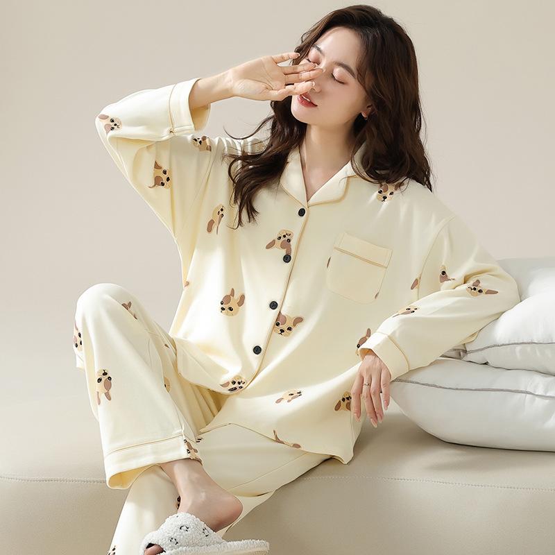 1011 New Pajamas for Women, Spring/Autumn, Pure Cotton Long-Sleeve Loungewear, Summer Thin High-End Set
