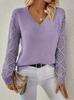 Maglione Solido a Maniche Lunghe Scollo a V Intrecciato Xiyin