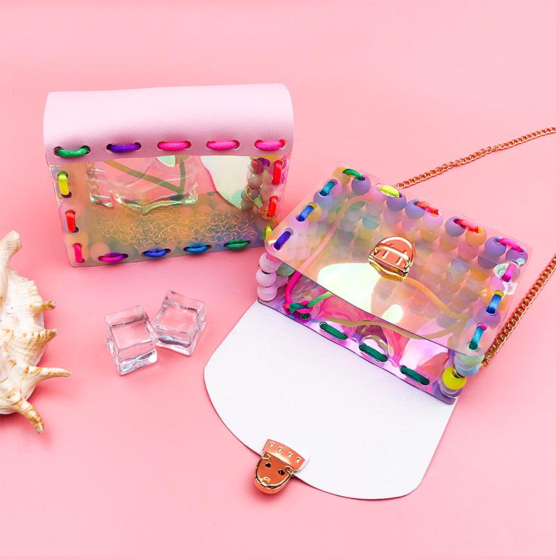 

DIY Colorful Acrylic Beads Handmade Crossbody Bag Accessories Chain