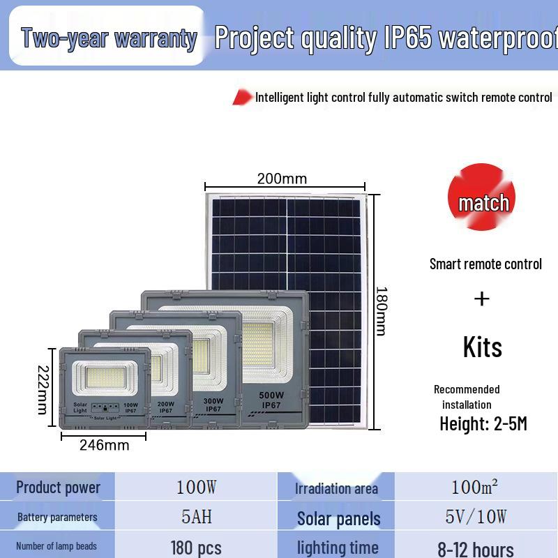 Waterproof Solar Floodlight for Outdoor Roads and Courtyards